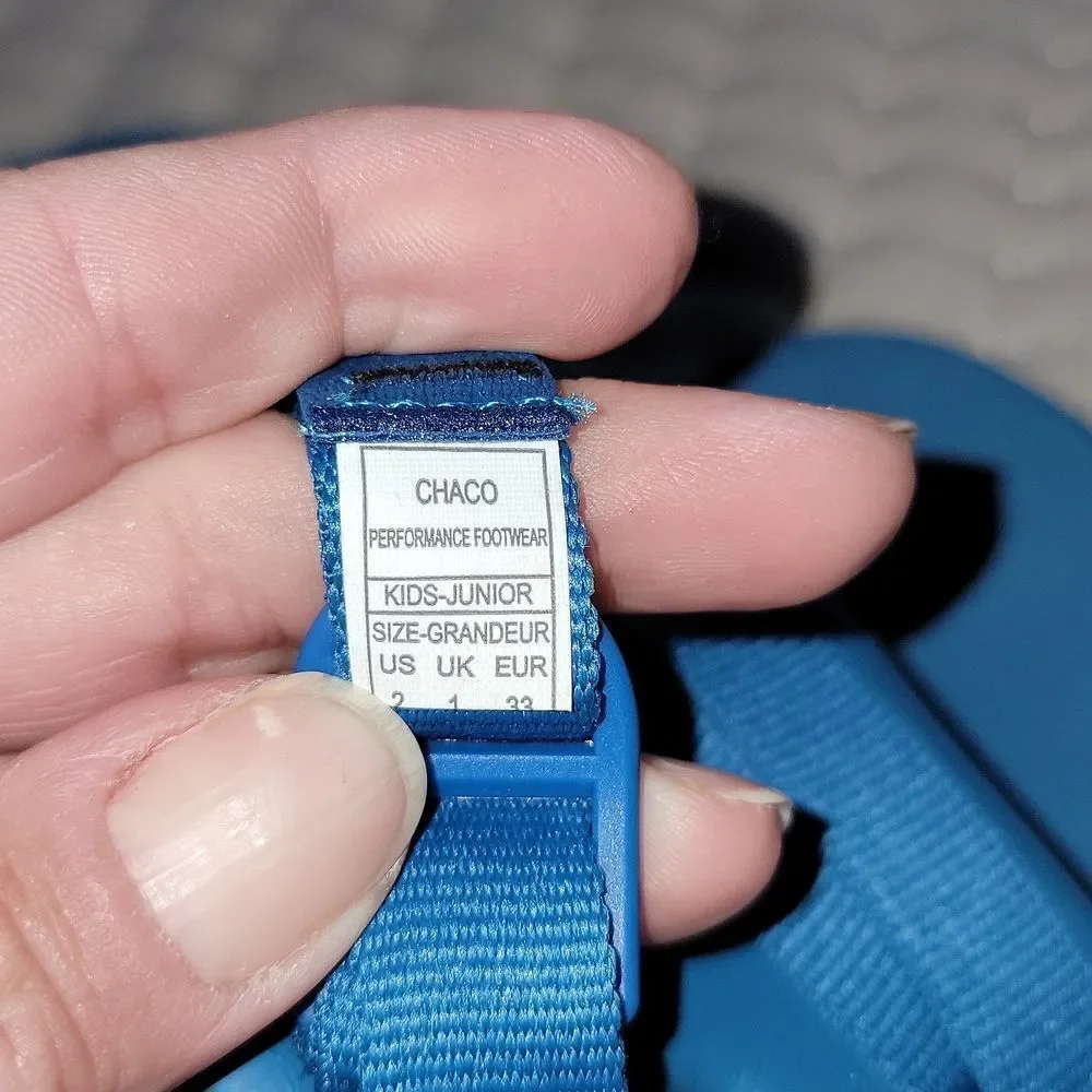 New Chaco Chillos Light Blue Adjustable Strap Performance Sport Sandals Size 2